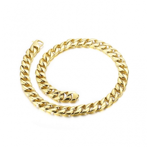 European And American Hip Hop Rock Accessories Fashion Men'S Stainless Steel Jewelry Wholesale Gold Titanium Steel Men'S Curb Chain Necklace