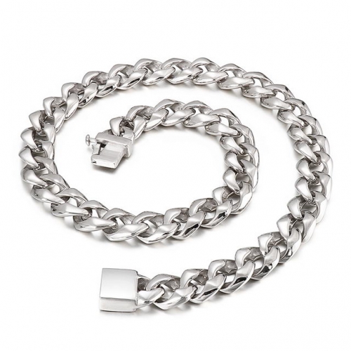 Stainless Steel European And American Fashion Jewelry Domineering Curb Chain Wholesale Simple Titanium Steel Men'S Necklace
