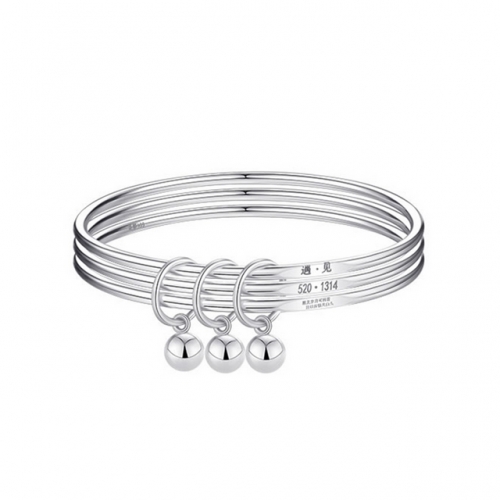S999 Sterling Silver Bracelet Fashion Bell Bracelet Wholesale Fine Jewelry