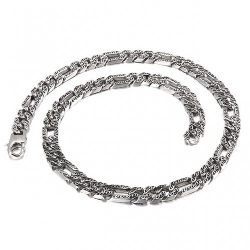 Stainless Steel Hip Hop Fashion Jewelry Wholesale Europe And America Fashion Carving Titanium Steel Curb Chain Men's Necklace Accessories