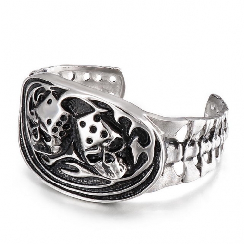 Wholesale European And American Personality Punk Stainless Steel Jewelry Domineering Skull Titanium Steel Men'S Open Bangle