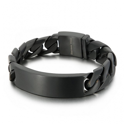 Stainless Steel Hand Accessories European And American Black Men's Curb Chain Bracelet Fashion Trend Titanium Steel Jewelry