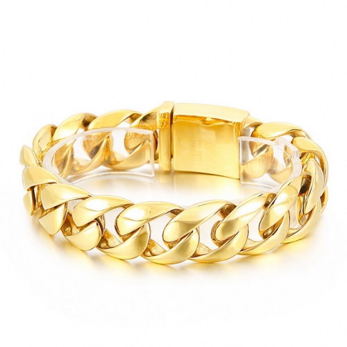 Wide Thick Smooth Men'S Stainless Steel Jewelry Wholesale European And American Fashion Gold Men'S Titanium Steel Bracelet