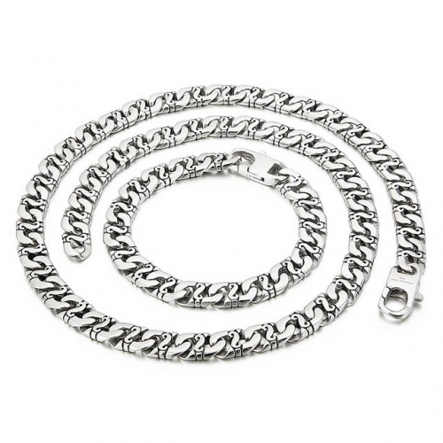 Hip Hop Style Street Simple Japanese Style Pattern Anchor Chain Fashion Titanium Steel Unisex Necklace Bracelet Set
