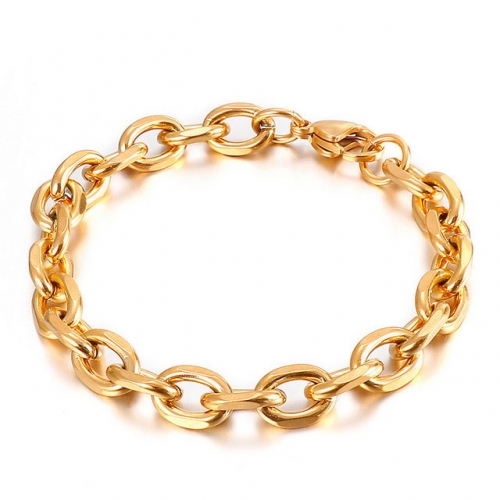 European And American Hip Hop Style Stainless Steel Jewelry Fashion Gold Men'S Wheat Chain Rolo Chain Necklace Bracelet Wholesale
