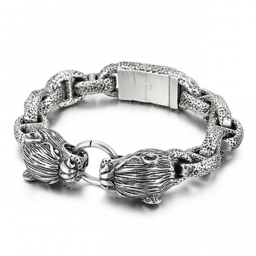 Jewelry Wholesale Punk Style Bracelet Personality Creative Titanium Steel Boar Anchor Chain Men'S Bracelet