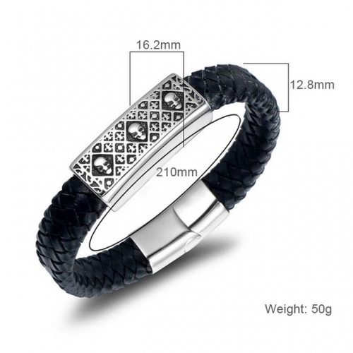 Wholesale Stainless Steel Leather Bracelet
 #SJ3CZ530