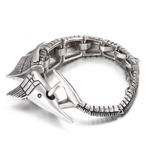 Creative Stainless Steel Jewelry Wholesale European And American Personality Sword Back Dragon Swordfish Men's Titanium Steel Bracelet