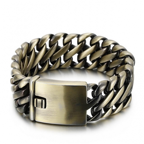 Stainless Steel Men'S Jewelry European And American Fashion Thick Bronze 8-Character Chain Men's Titanium Steel Bracelet