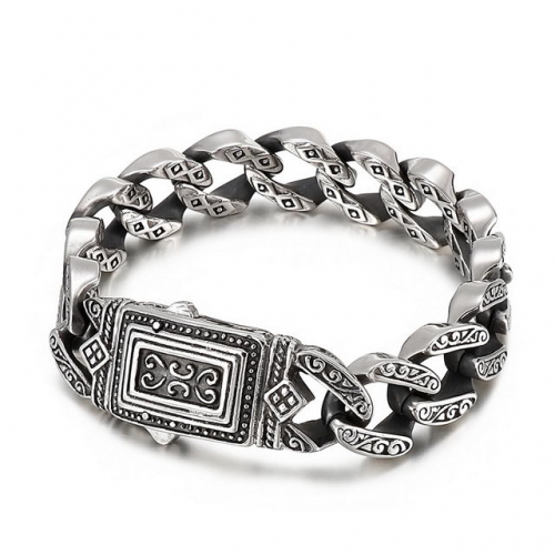 Retro Totem Pattern 316L Stainless Steel Bracelet Creative Personality Punk Style Anchor Chain Curb Chain Men'S Bracelet