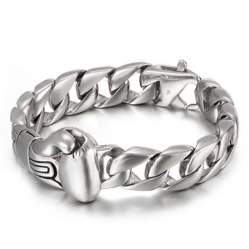 Jewelry Wholesale 316L Stainless Steel Curb Chain Bracelet Punk Men'S Boxer Titanium Steel Bracelet