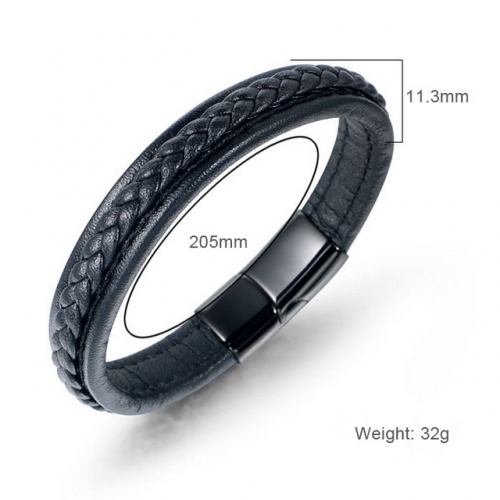 Wholesale Stainless Steel Leather Bracelet
 #SJ3BJ547