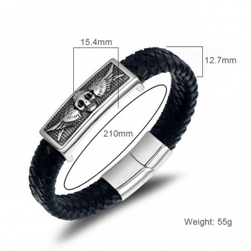 Wholesale Stainless Steel Leather Bracelet
 #SJ3CZ529