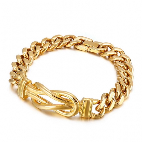 European And American Simple Electroplating 18K Gold Bracelet Creative Knot Design Titanium Steel Men'S Bracelet