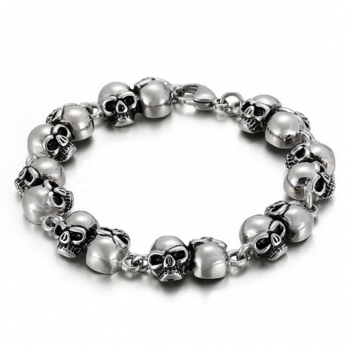 European And American Retro Fashion Personality Simple Trend Men'S Titanium Steel Skull Bracelet Jewelry Wholesale