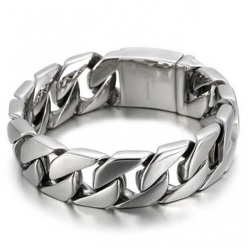 European And American Fashion Personality Simple Smooth Matte Men'S Titanium Steel Curb Chain Bracelet