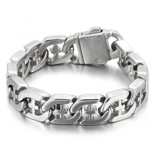 European And American Trend Personality Cross Arrow Pattern Hollow Punk Style Men'S Titanium Steel Anchor Chain Bracelet