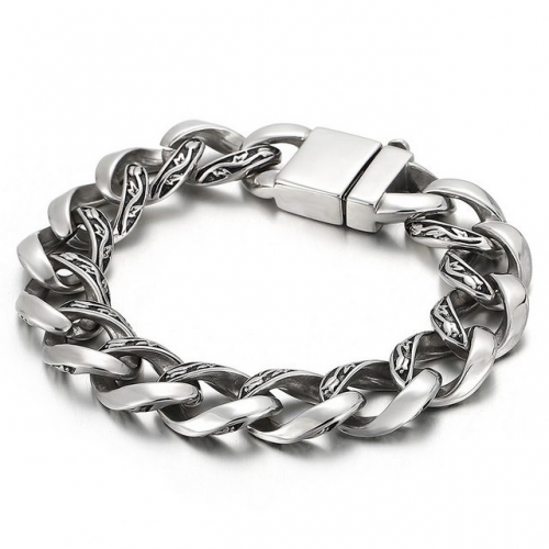 Retro Totem Pattern Fashion Domineering Creative Personality Punk Style Titanium Steel Men'S Curb Chain Bracelet