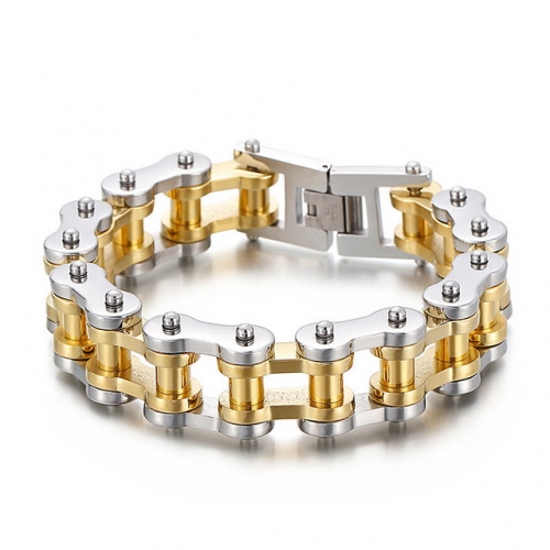 European And American Popular Hip Hop Electroplate Gold Cycling Chain Men'S Titanium Steel Bracelet