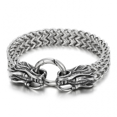 Jewelry Wholesale Europe And The United States Retro Domineering Fashion Personality Dragon Head Men'S Titanium Steel Bracelet