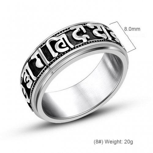 Rotatable Six-Character Mantra Titanium Steel Ring Retro Men'S And Women'S Ring Ring Wholesale  #SJ3478