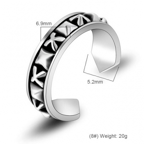 Vintage Distressed Carved Opening Couple Ring Tide Couple Tail Ring Titanium Steel Jewelry Wholesale  #SJ3923