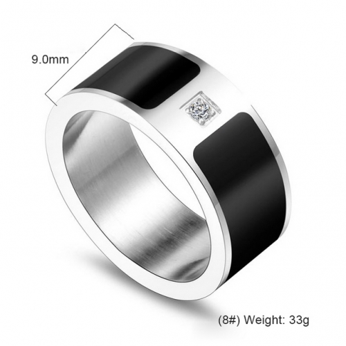 Diamond-Studded Black And White Simple Couple Ring Does Not Fade Ring Titanium Steel Jewelry Wholesale  #SJ3596
