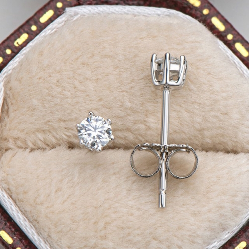 925 Sterling Silver Earrings Mozanstone Earrings Round Gemstones Ladies Earrings Cheap Pretty Jewelry