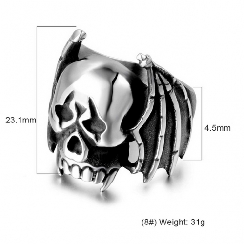 Bat Skull Ring Exaggerated Boys Titanium Steel Ring Punk Jewelry Hip Hop Jewelry Wholesale  #SJ3521