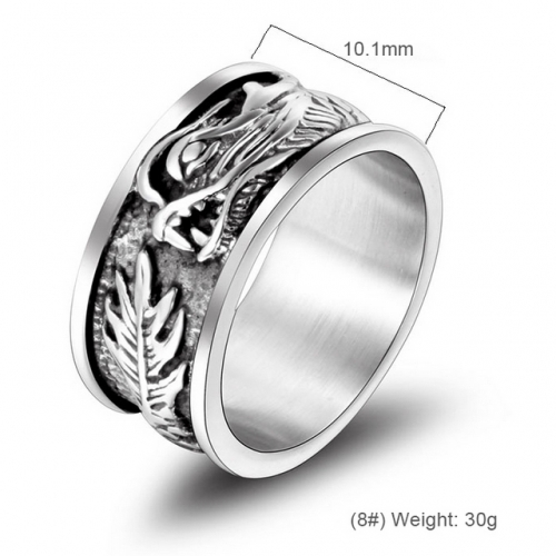 Vintage Wide Version Dragon Ring Cast Titanium Steel Dragon Ring Wholesale Stainless Rings  #SJ3917