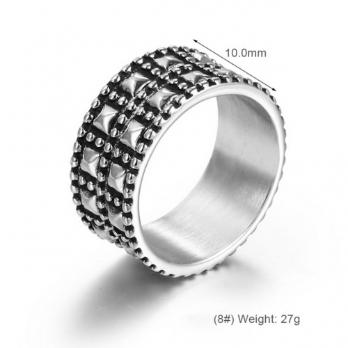 Retro Men'S Finger Checkered Titanium Steel Rings Men'S Rings Wholesale Stainless Rings  #SJ31091