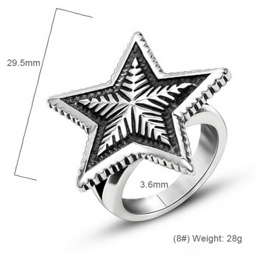 Five-Pointed Star Exaggerated Ring Titanium Steel Girl Ring Wholesale Stainless Rings  #SJ3964