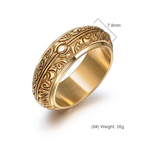 Men'S Patterned Titanium Steel Ring Chinese Style Retro Two-Tone Ring Wholesale Stainless Rings  #SJ3R1049