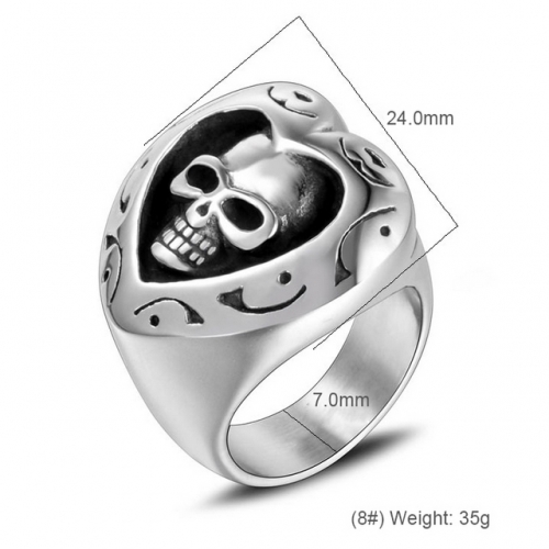 Fashion Retro Ring Titanium Steel Heart-Shaped Skull Ring Love Ghost Head Ring Titanium Steel Jewelry Wholesale  #SJ3496