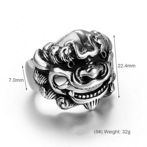 Retro Lucky Kirin Ring Trendy Men'S Wide Ring Titanium Steel Jewelry Wholesale Steel Jewelry  #SJ31090