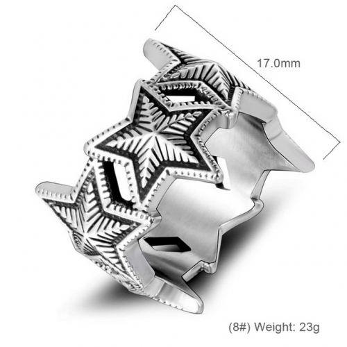 Trendy Men'S Fashion Five-Pointed Star Ring Titanium Steel Ring Punk Style Ring Hip Hop Jewelry Wholesale  #SJ3972