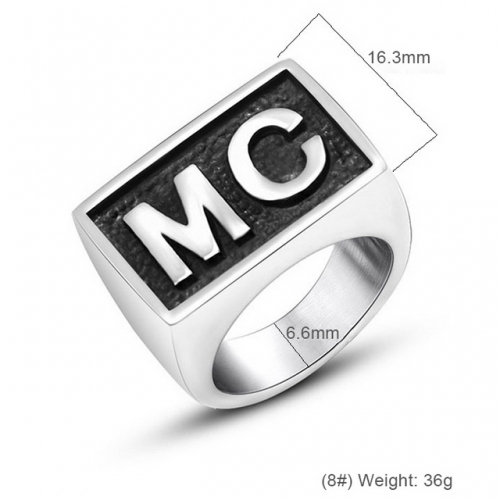 Simple Men'S Wide Version Ring Mc English Letter Ring Titanium Steel Ring Wholesale Steel Jewelry  #SJ3950