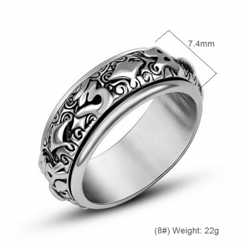 Titanium Steel Six-Character Mantra Rotating Ring Trendy Men'S Ring Wholesale Stainless Rings  #SJ3986