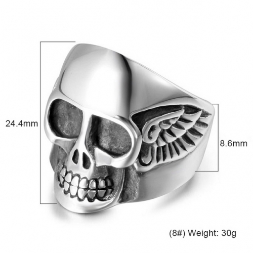 Punk Skull Titanium Steel Ring Men'S Gothic Rock Ring Hip Hop Jewelry Wholesale  #SJ3512