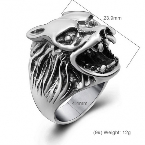 Skull Wolf Head Ring Titanium Steel Dragon Claw Casting Ring  #SJ3385