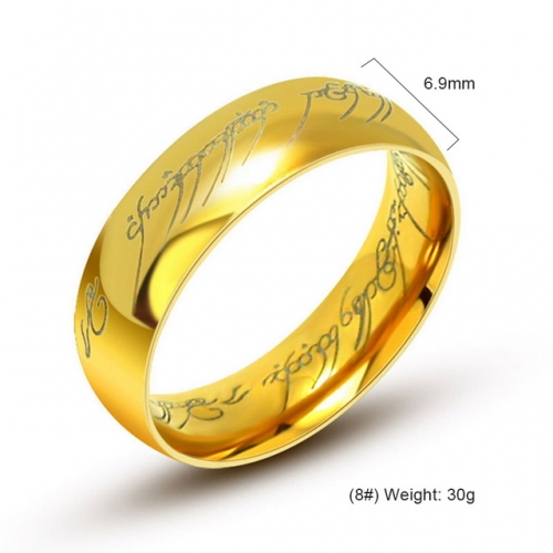 Gold Plated Black Ring Couple Ring Titanium Steel Sanskrit Ring Titanium Steel Jewelry Wholesale  #SJ3537