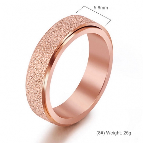 Temperament Ring Rose Gold Frosted Rotatable Ring Couple Fashion Titanium Steel Jewelry Wholesale  #SJ3493