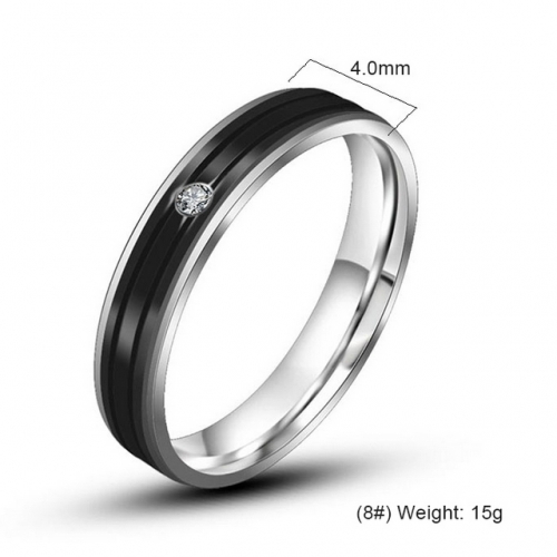 Fashion Striped Diamond Couple Ring Simple Men And Women Tail Ring Titanium Steel Jewelry Wholesale  #SJ3GF528