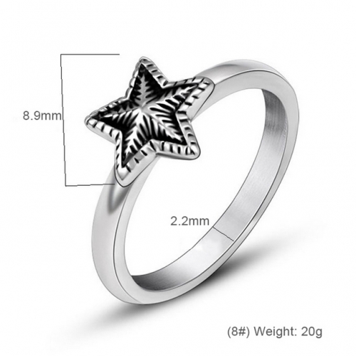 Pentagram Titanium Steel Ring Girls Small Jewelry Stainless Steel Wholesale Accessories  #SJ3966