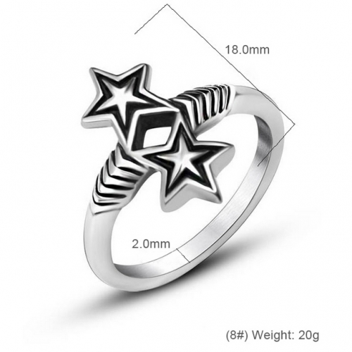 Star Ring Fashion Retro Double Star Female Ring Simple Men'S Tail Ring Wholesale Stainless Rings  #SJ3955