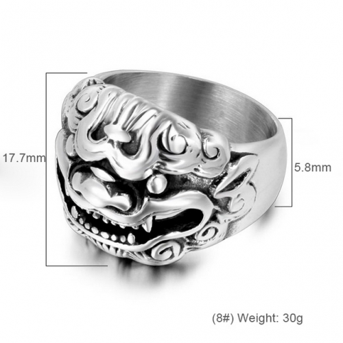 Retro National Wind Ring Kylin Rui Beast Ring Men'S Creative Titanium Steel Ring Wholesale Steel Jewelry  #SJ3851