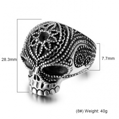 Punk Skull Ghost Head Titanium Steel Ring Men'S Exaggerated Ring Hip Hop Jewelry Wholesale  #SJ3578