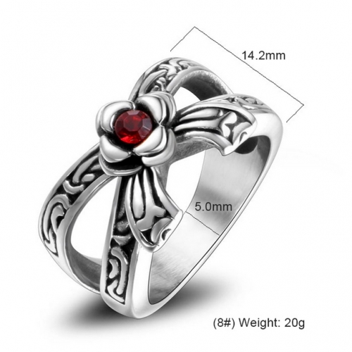 Vintage Diamond Rose Flower Bow Pattern Ring Titanium Steel Men'S Ring Cheap Jewelry Suppliers  #SJ3620