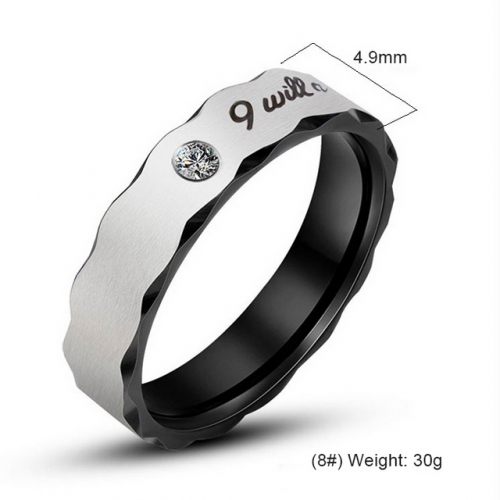Fashion Simple Letter Pair Ring Micro-Inlaid Men And Women Couple Rings Titanium Steel Jewelry Wholesale  #SJ3531