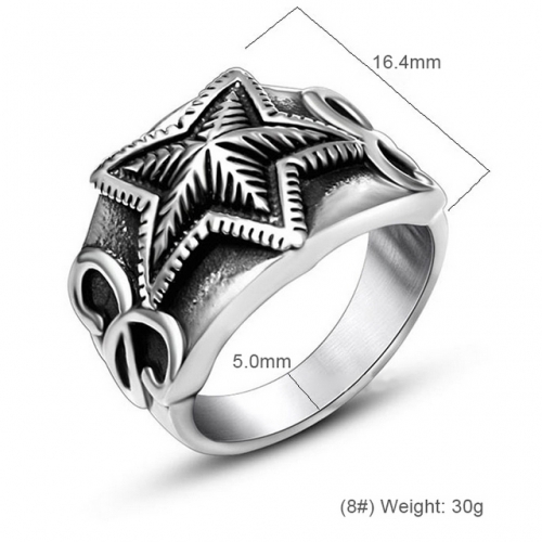 Star Ring Series Fashion Trend Five-Pointed Star Male Ring Hip Hop Jewelry Wholesale Steel Jewelry  #SJ3975
